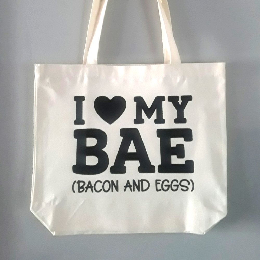 I Love My BAE (Bacon And Eggs) Custom Canvas Tote Bag